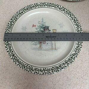 Festive Snowman Dinner Plate - Green